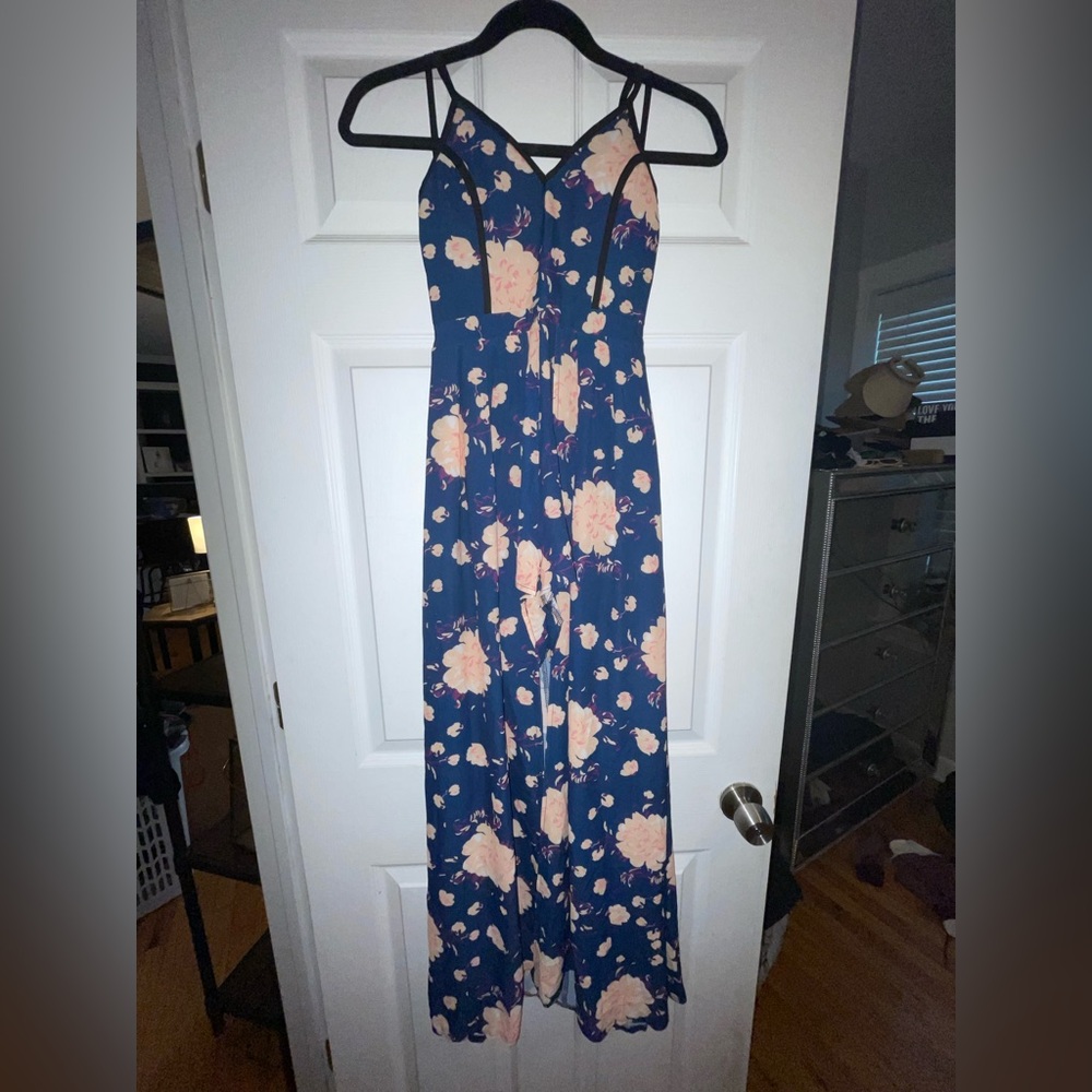 Navy floral dress with romper shorts uk(8) us (4)
